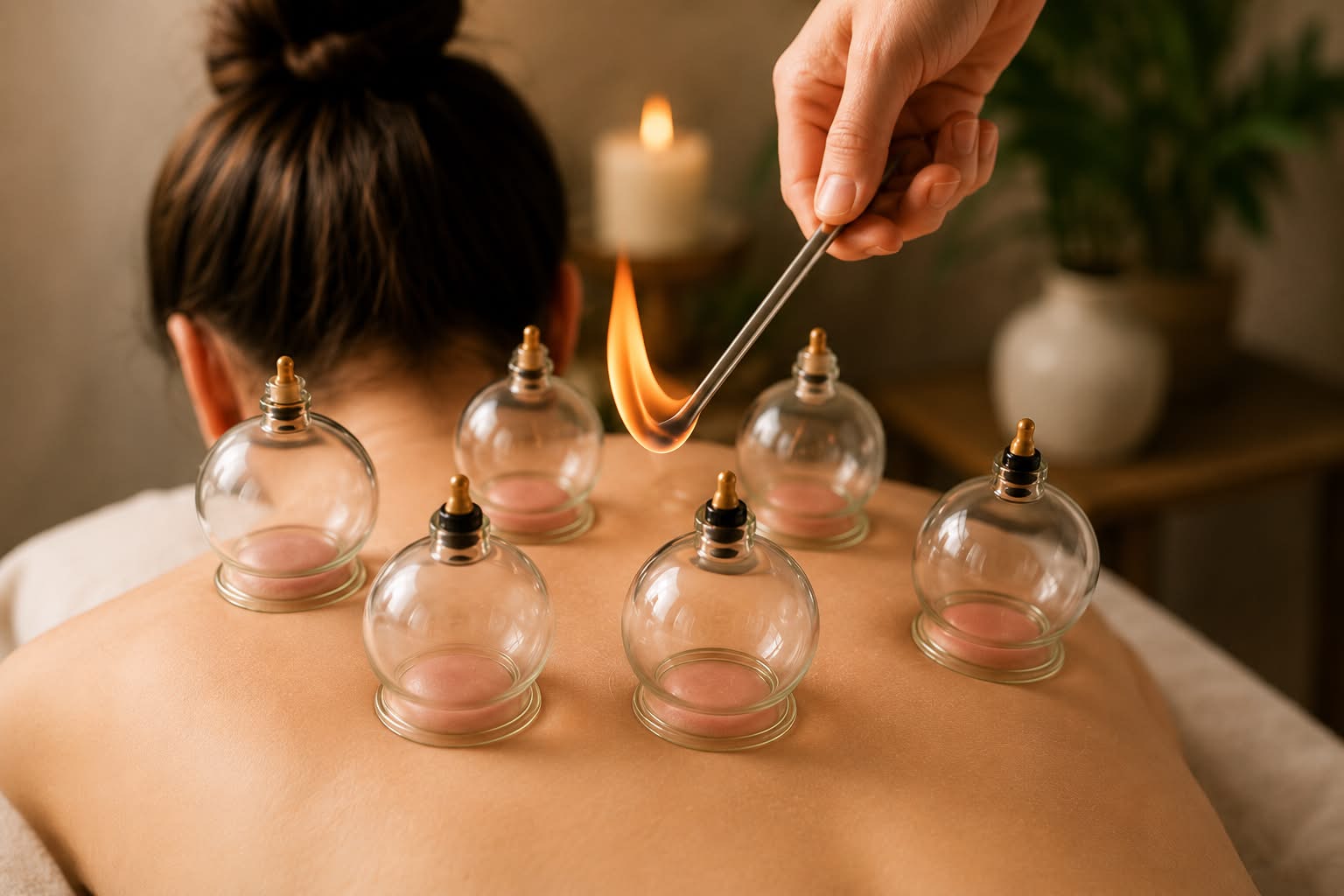 Cupping behandeling met cups op de rug – Pure Intention Rotterdam